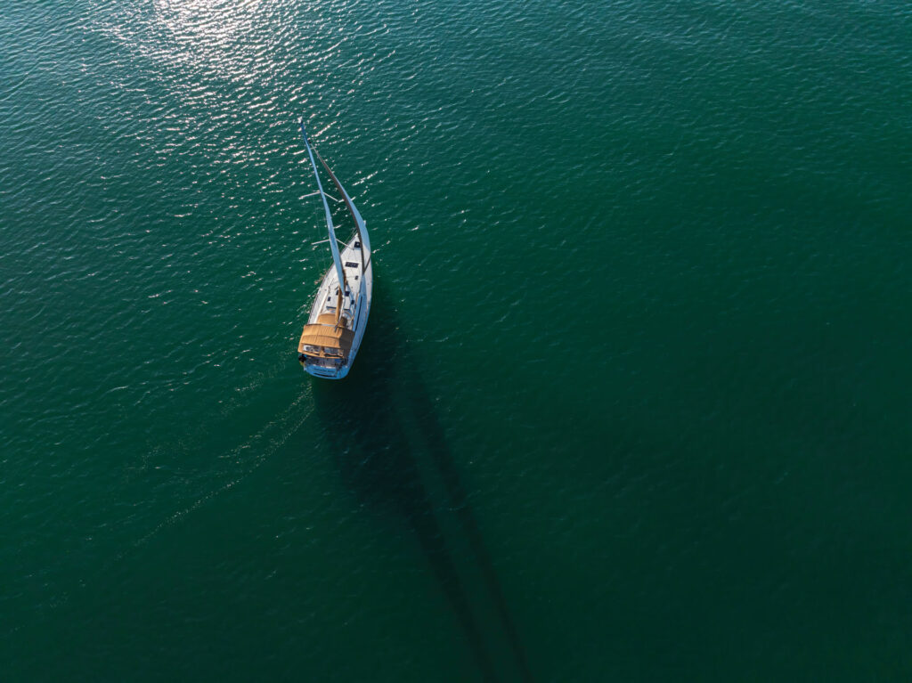 First mates, the colgates sailboat from an aerial view