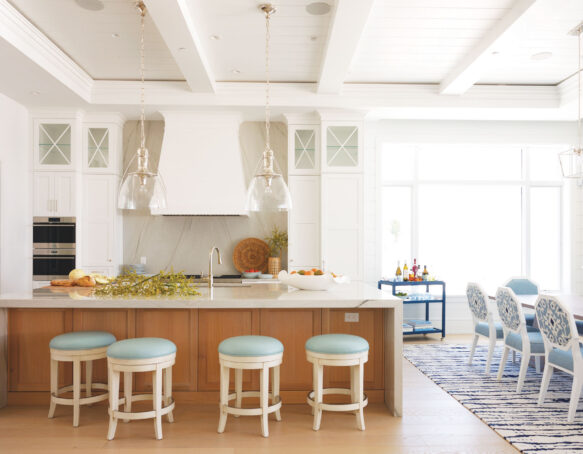 White wall kitchen with warm coastal accents